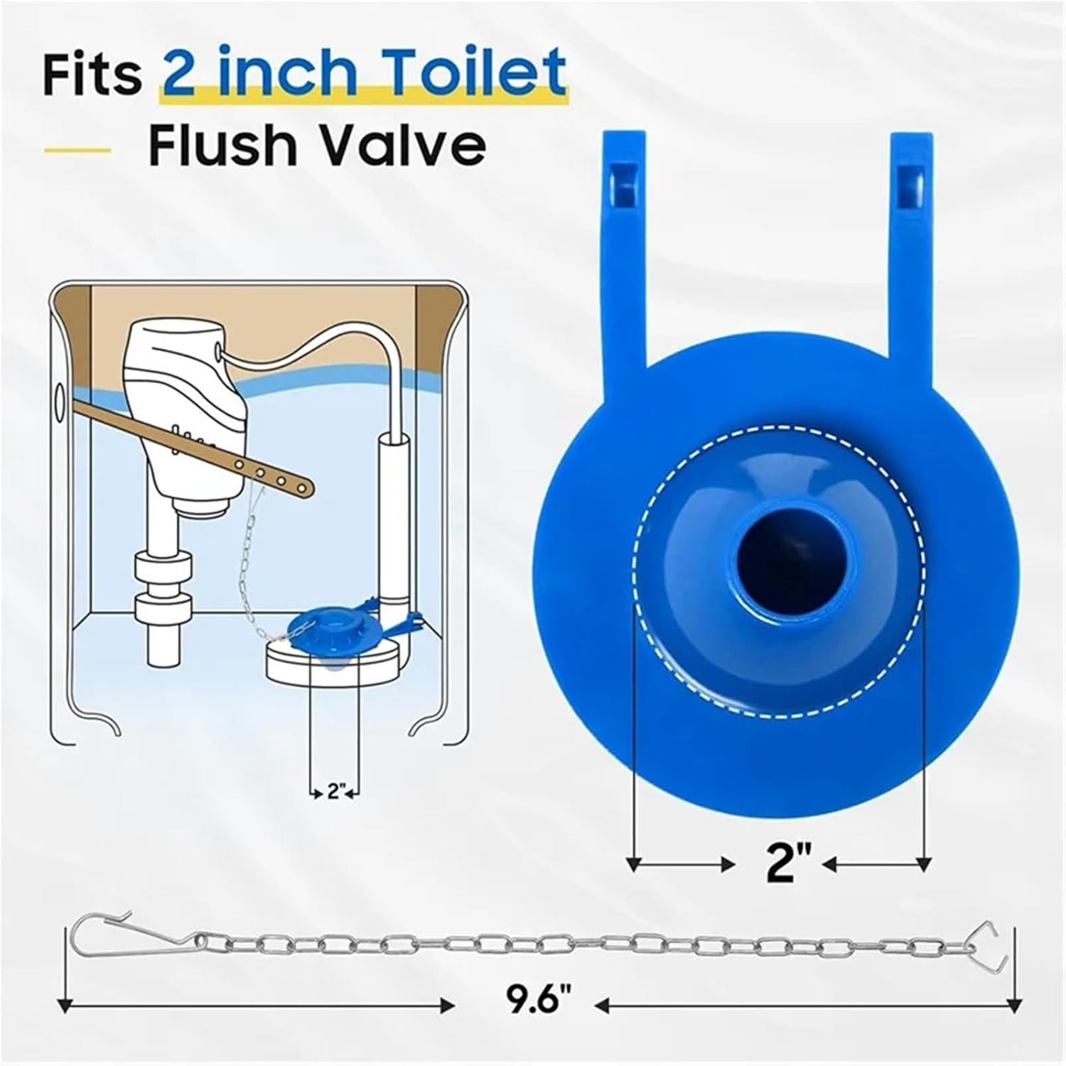 Toilet Flapper 10 PCS Universal Toilet Flapper Replacement Kit 2 Inch With Stainless Chains For Tank