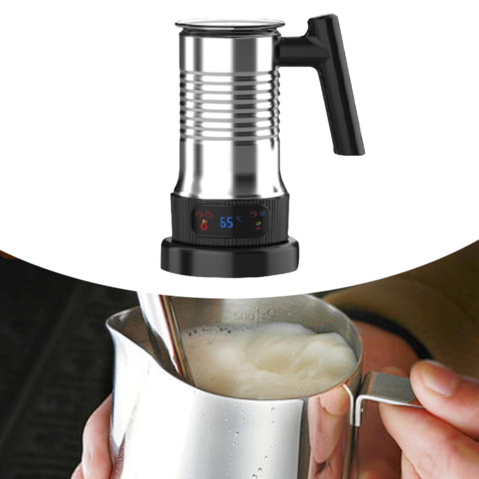 Espumador de Leche Eléctrico con Calentamiento Automático, Depósito de Acero Inoxidable de 475 Ml, Controles Sencillos, Apto para, Latte Y C