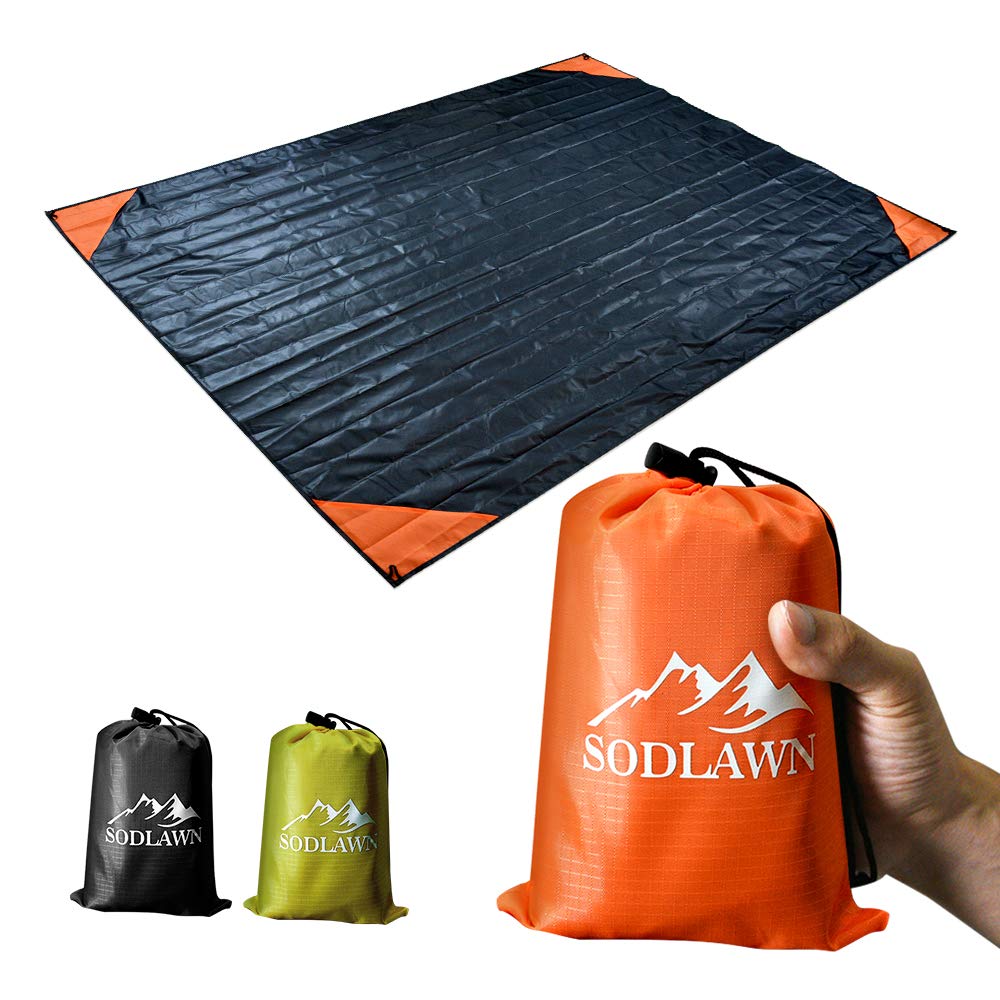SODLAWN Outdoor Beach Blanket, Packable Picnic Mat 79″x55″ Fit 7 People, Sand and Waterproof Puncture Resistance with Corner Pocket, Lightweight Camping Blanket for Travel Hiking Beach Festival