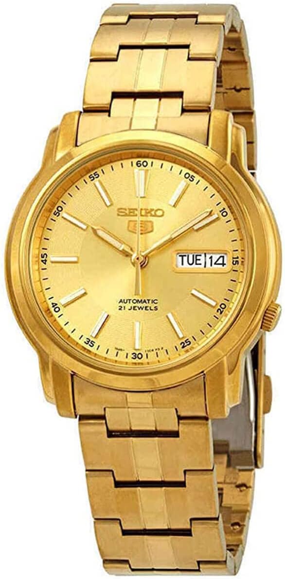 Seiko 5 SNKL86 Men's Gold Tone Stainless Steel Gold Dial Automatic Watch