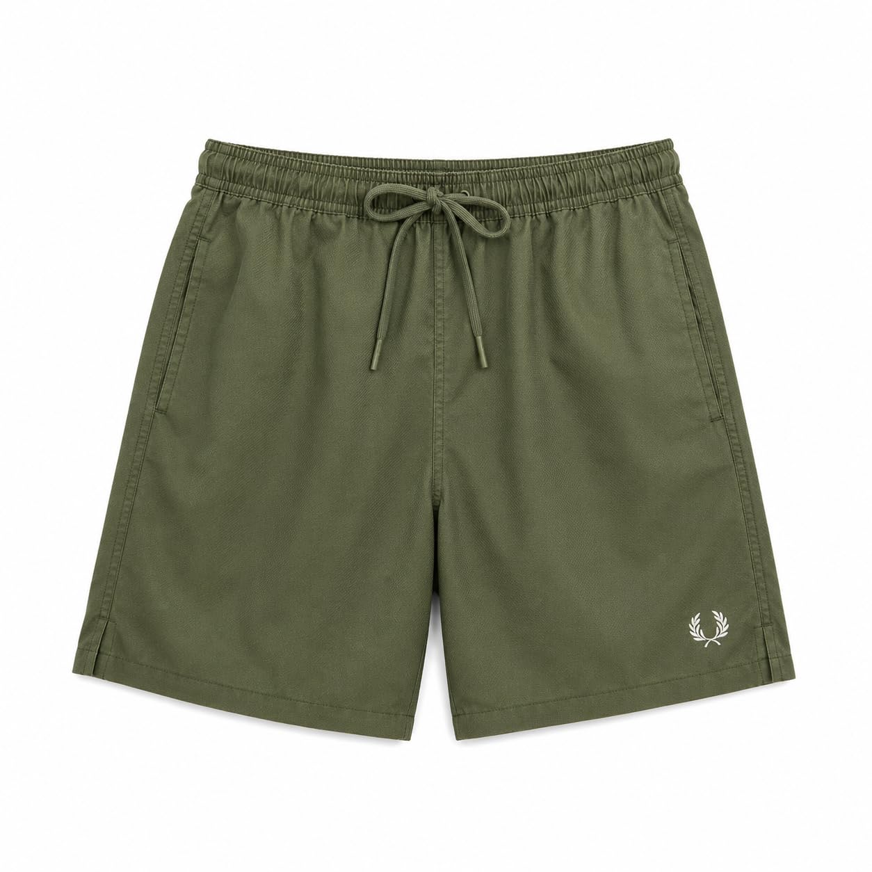 Fred Perry Men's Tan Swim Shorts Laurel Wreath Green - Size 33/32/32