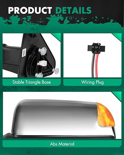 Miniatura 5 de SCITOO Espejos de remolque, luz LED de señal de giro con calefacción, retrovisores cromados, repuesto para Dodge 2002-2008 para Dodge para Ram 1500