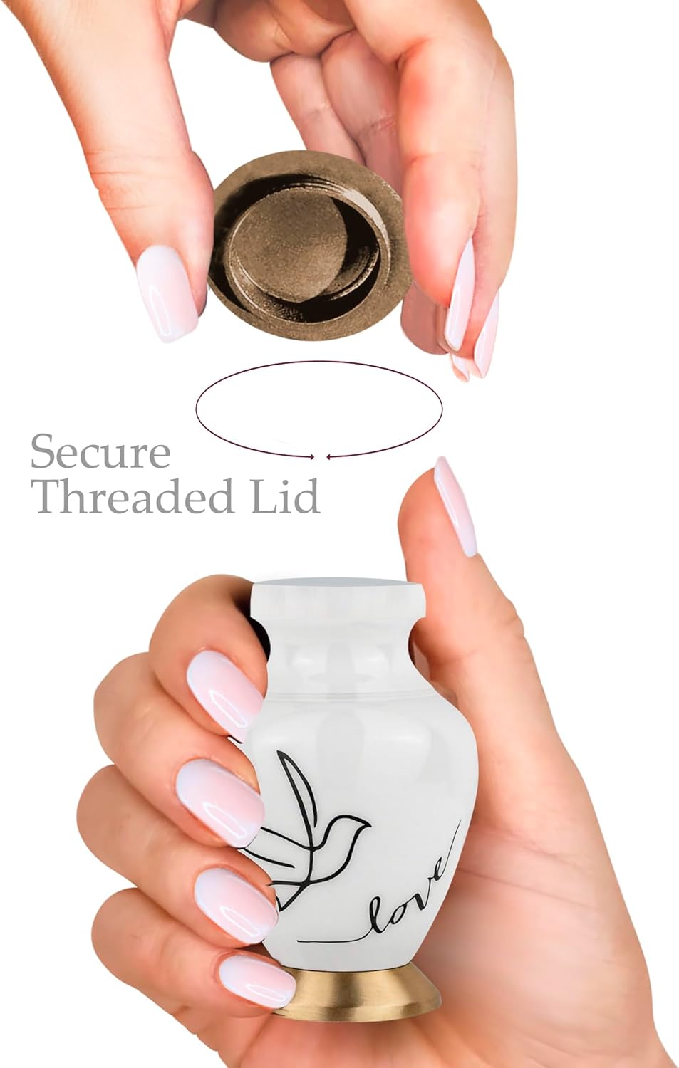Trupoint Memorials Small Urns for Human Ashes Keepsake, Love Dove Bird Decorative Mini Cremation Urn for Adult Men & Women, Small White
