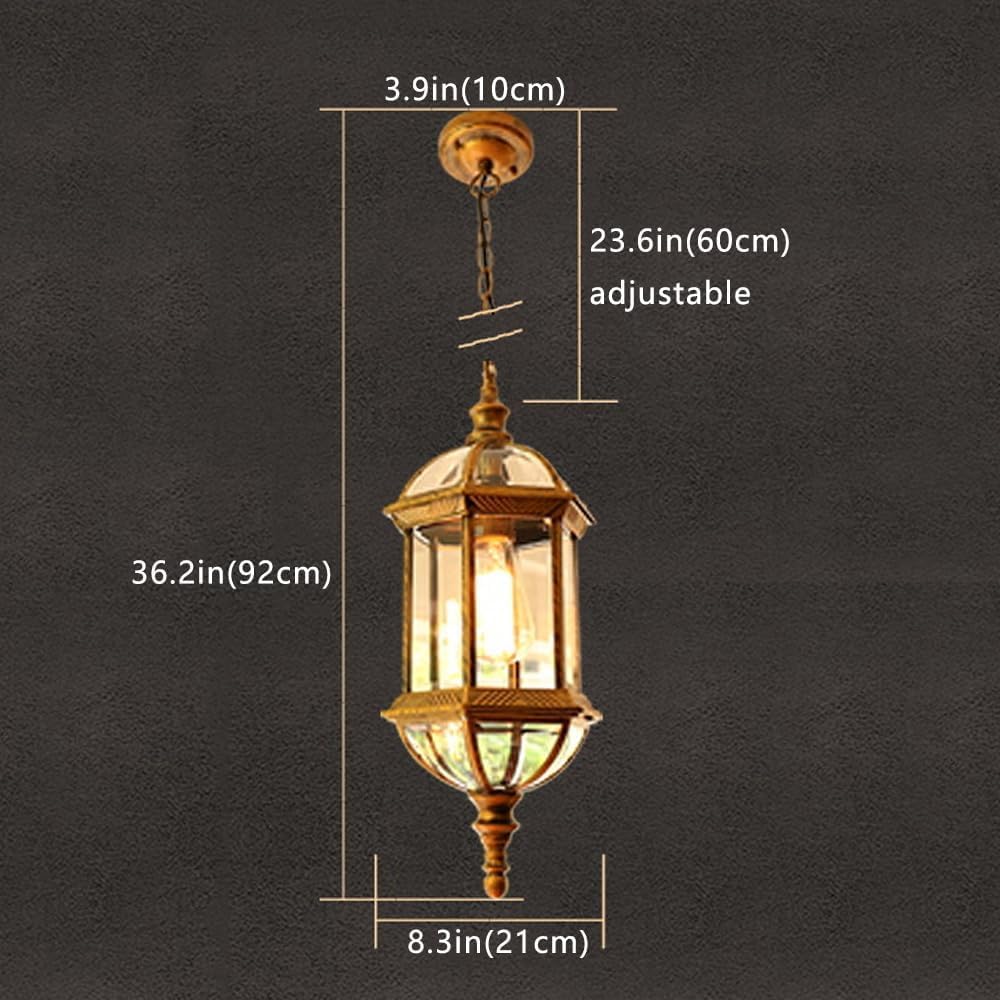 Duży żyrandol zewnętrzny na werandę do montażu sufitowego Vintage brąz wodoodporna zewnętrzna lampa wisząca frontowe drzwi dom wiejski czarna wisząca latarnia świetlna do altanki ogrodowej na