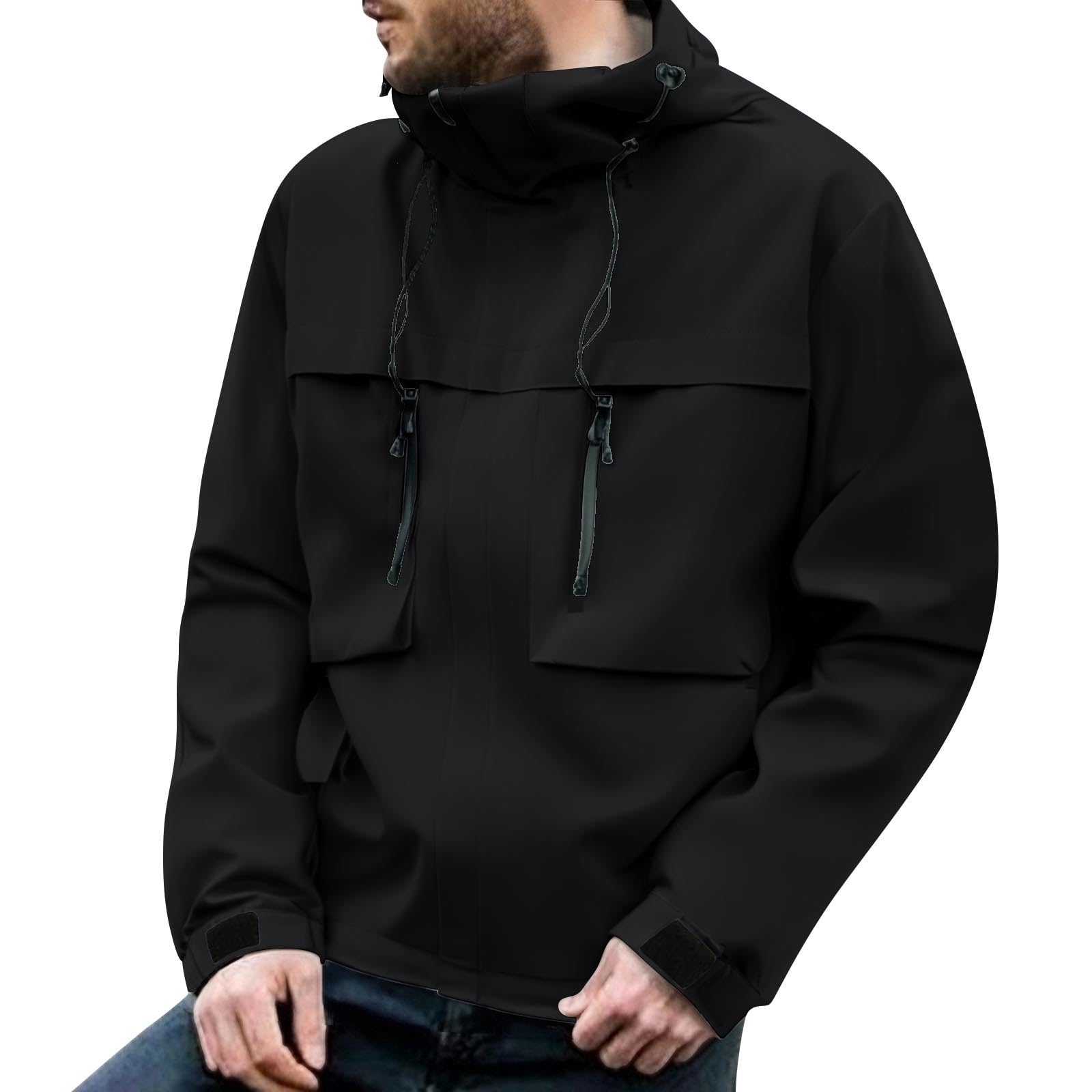 Chubasquero impermeable para hombre, chaqueta softshell con capucha, ligera chaqueta funcional con bolsillos, cortavientos, gabardina, cómoda, chaqueta de entretiempo, cortavientos, chaqueta para el