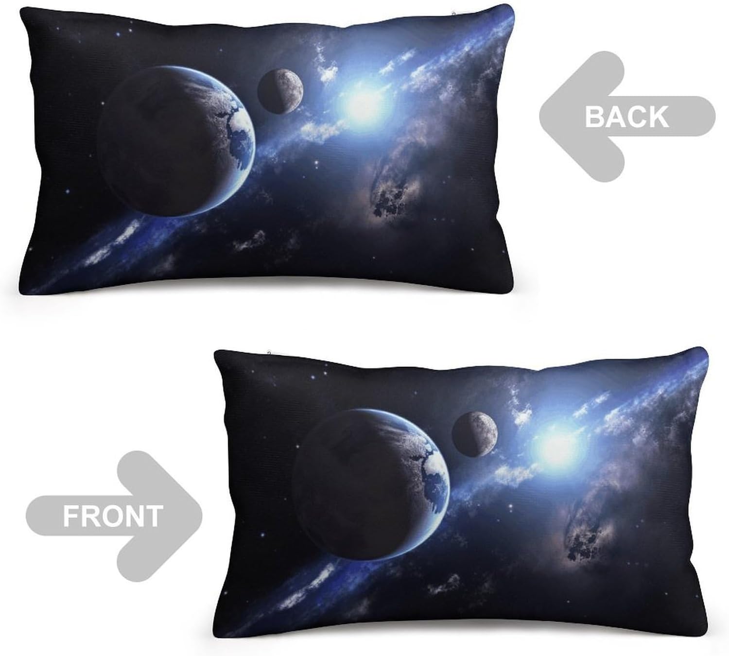 Earth and Moon Pillow Cases Queen Size Set of 1 Soft Comfortable Throw Pillows Covers Decorative Pillowcase with Zipper Bed Cushion Covers for Couch Sofa Bedroom 12 "x20
