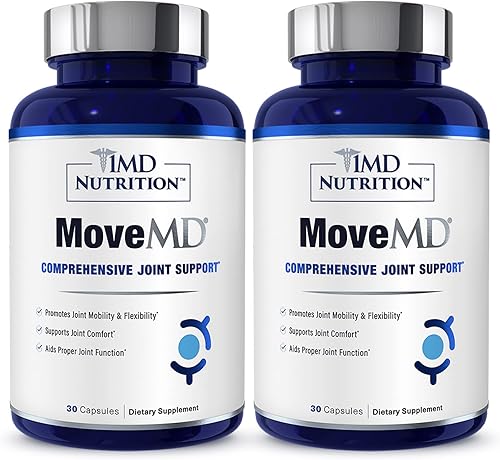 1MD Nutrition MoveMD - Suplemento de salud articular - Formulado por médicos | con colágeno, astaxantina y más | 60 cápsulas (paquete de 2)