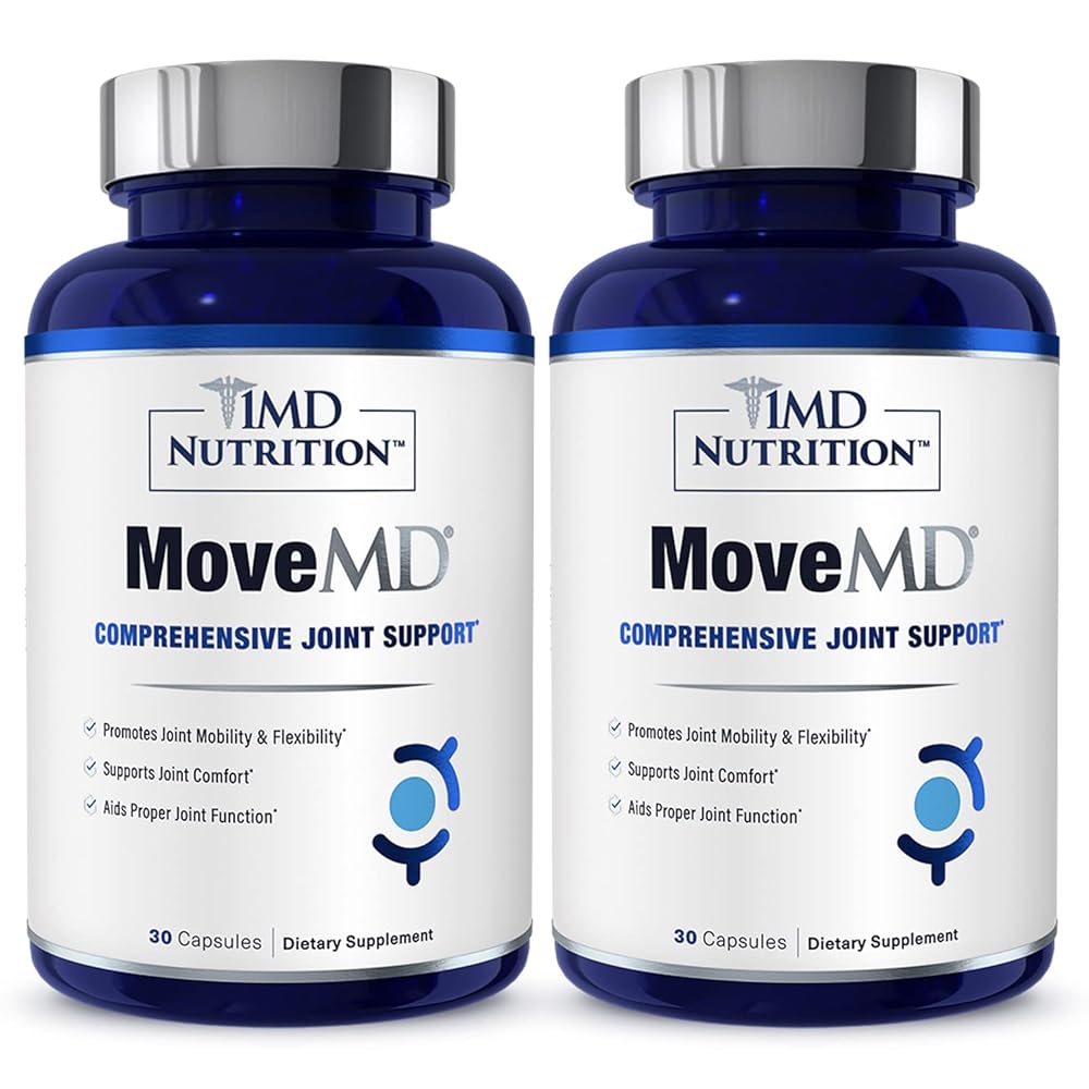 1MD Nutrition MoveMD - Joint Health Supplement - Doctor Formulated | with Collagen, Astaxanthin, and More | 30 Capsules (2-Pack)