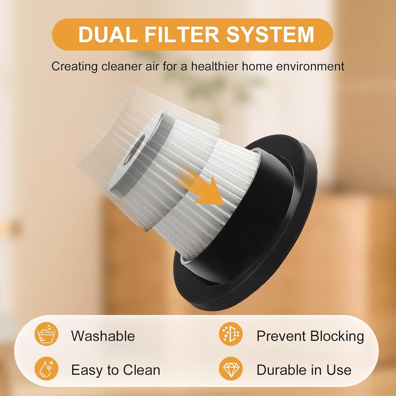 2Pcs Vacuum Cleaner Filters, Washable Reusable Filters Replacement for VL188 VL189 Cordless Vacuum Cleaner image 4
