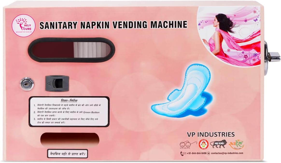 ⇒VP INDUSTRIES (Manual Operated with 5 ₨ Coin | Capacity-30 Pads) Sanitary Napkin Vending Machine | Operates by inserting a 5 Rs coin and rotate a knob @ 360 degrees to dispense a napkin