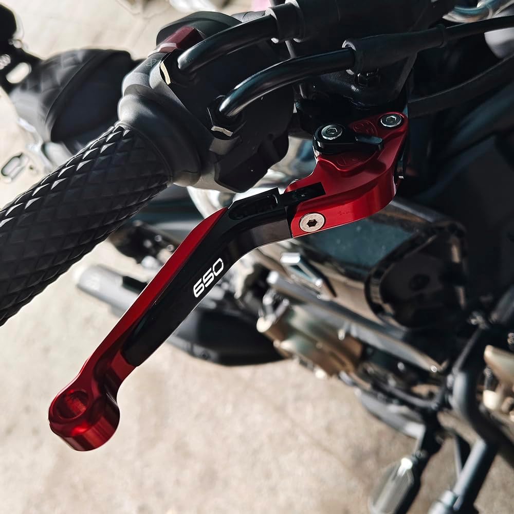 Motorcycle Brake and Clutch Levers Modified Parts Compatible with Z650 RS EX650 Ninja 650KRT 650R Vulcan S 650 VN650 650cc Accessories Adjustable Foldable Extendable Handle Brake Lever (Red)