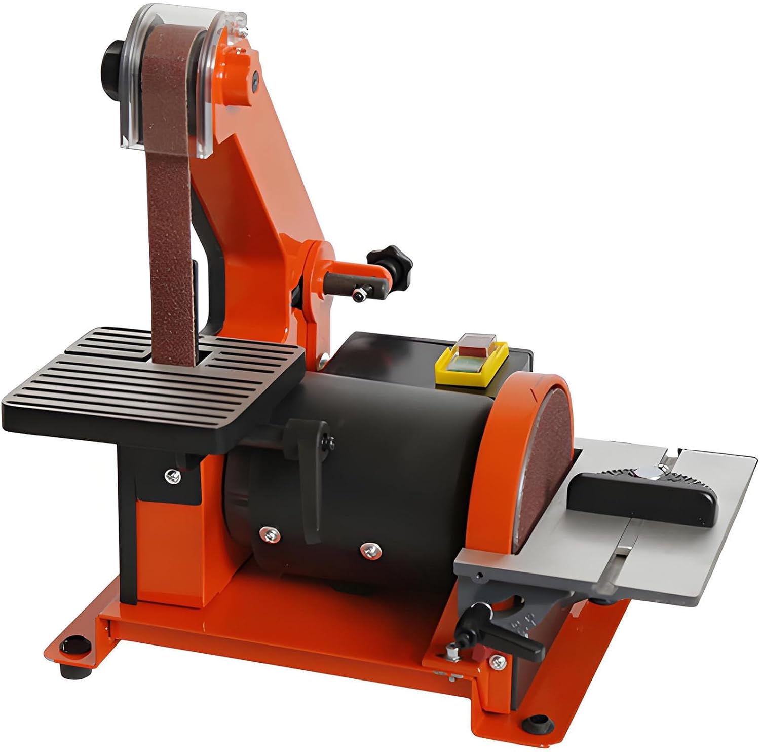 Mini Belt Sander,300W Motor,Angle Adjustable 0°-45°Sanding Disc Diameter φ125mm,Speed 2800 R.P.M.,Belt size 760 * 25mm,Speed 13.5m/s,Belt Disc Sander for Wood,Metal,Acrylic