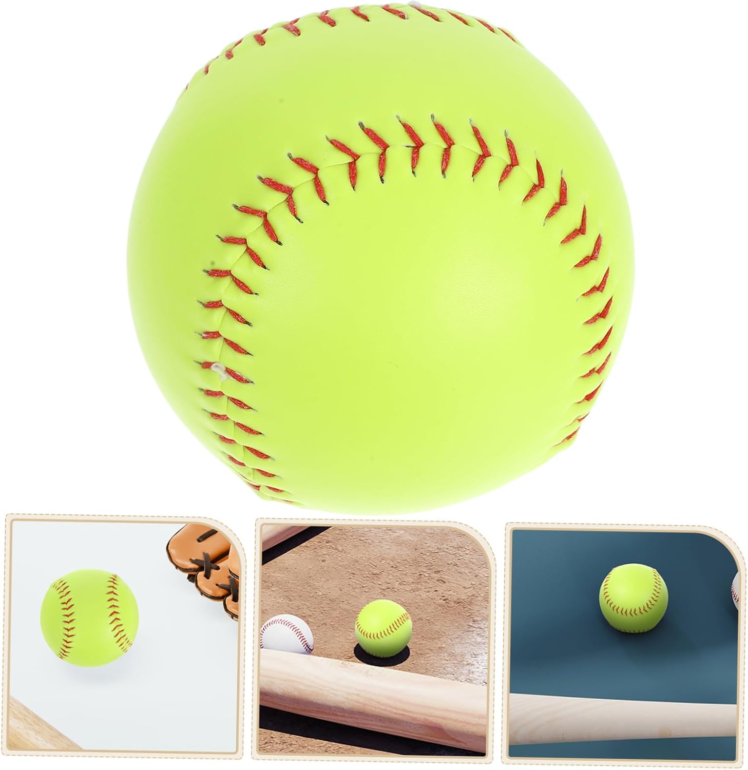 Kisangel 1pc Hand-Stitched Green Softball Practice for Outdoor Training Sessions Lightweight for High School and Teen Players