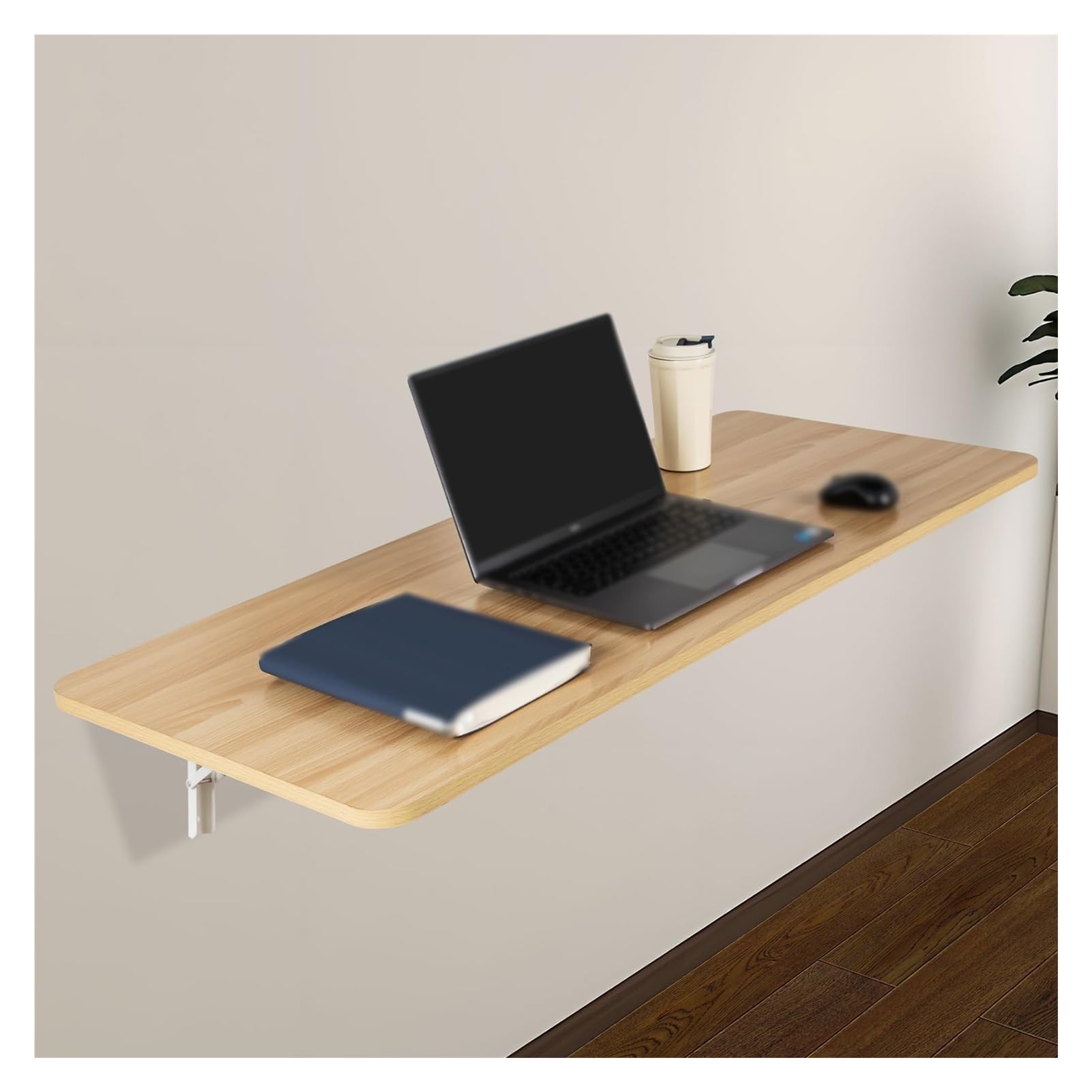 LWJSOCP Wall Mounted Folding Table Murphy Desk SpaceSaving Floating Workbench for Laptop Study Dining Versatile Use in Balcony Bedroom Bathroom Kitchen (Light Walnut 100x40cm)