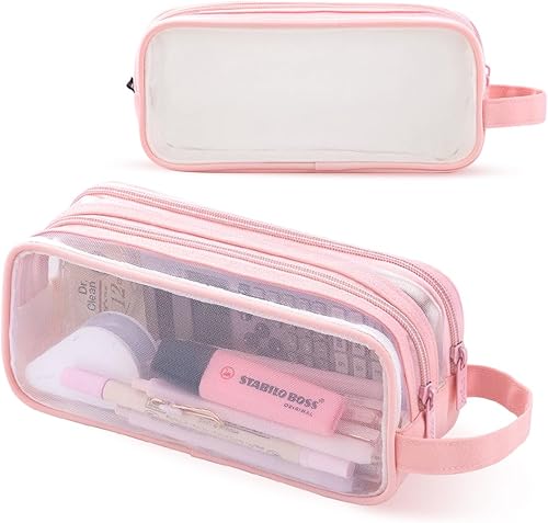 iSuperb Estuche para lápices de gran capacidad con rejilla de malla, bolsa de mano para bolígrafos, para adolescentes, niños, niñas, escuela,