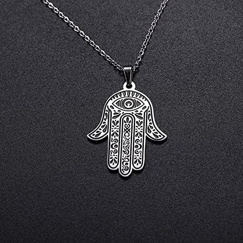 Collier Hamsa Main De Dieu Noir - Porte-bonheur Contre Le Mauvais œil, Bijou Kabbale Neuf
