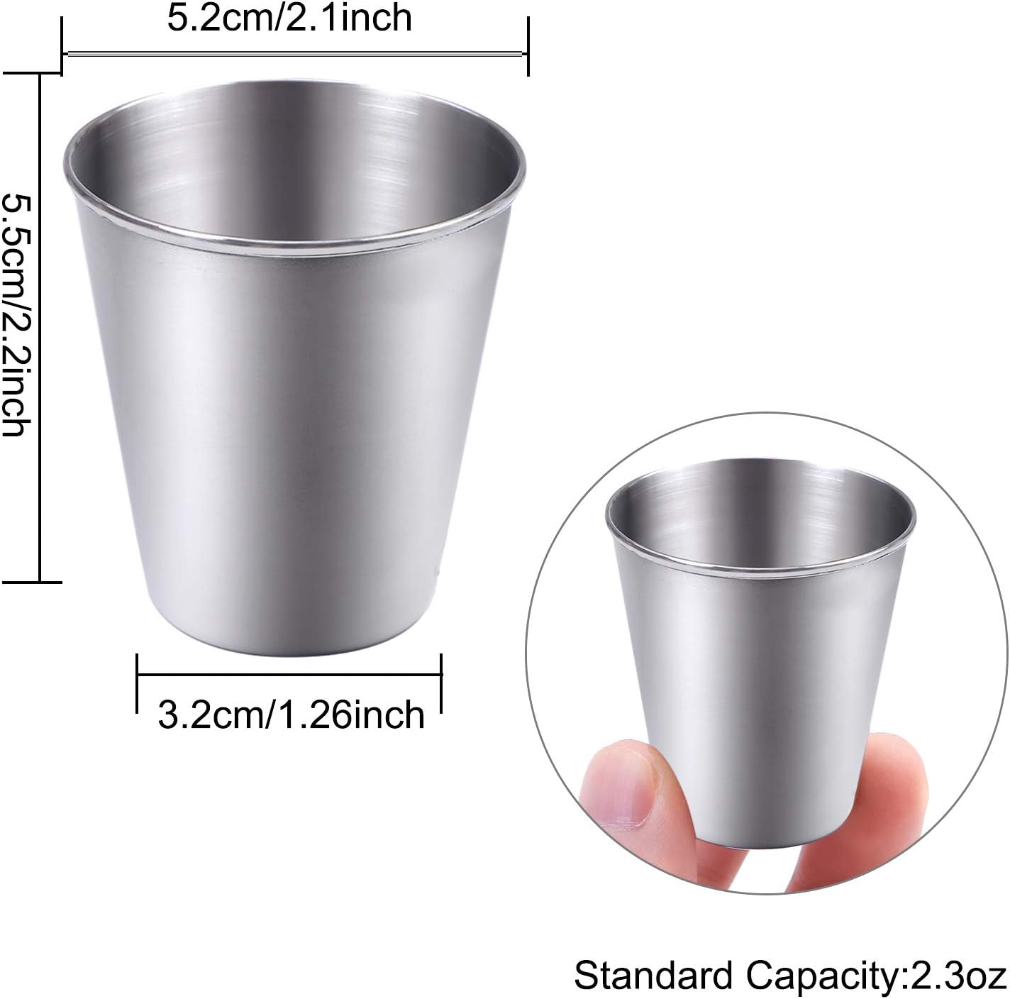 Ruisita 12 Pieces Stainless Steel Shot Cups Stainless Steel Shot Glass Drinking Tumbler (2.3 Ounce/70 ml) - Image 2