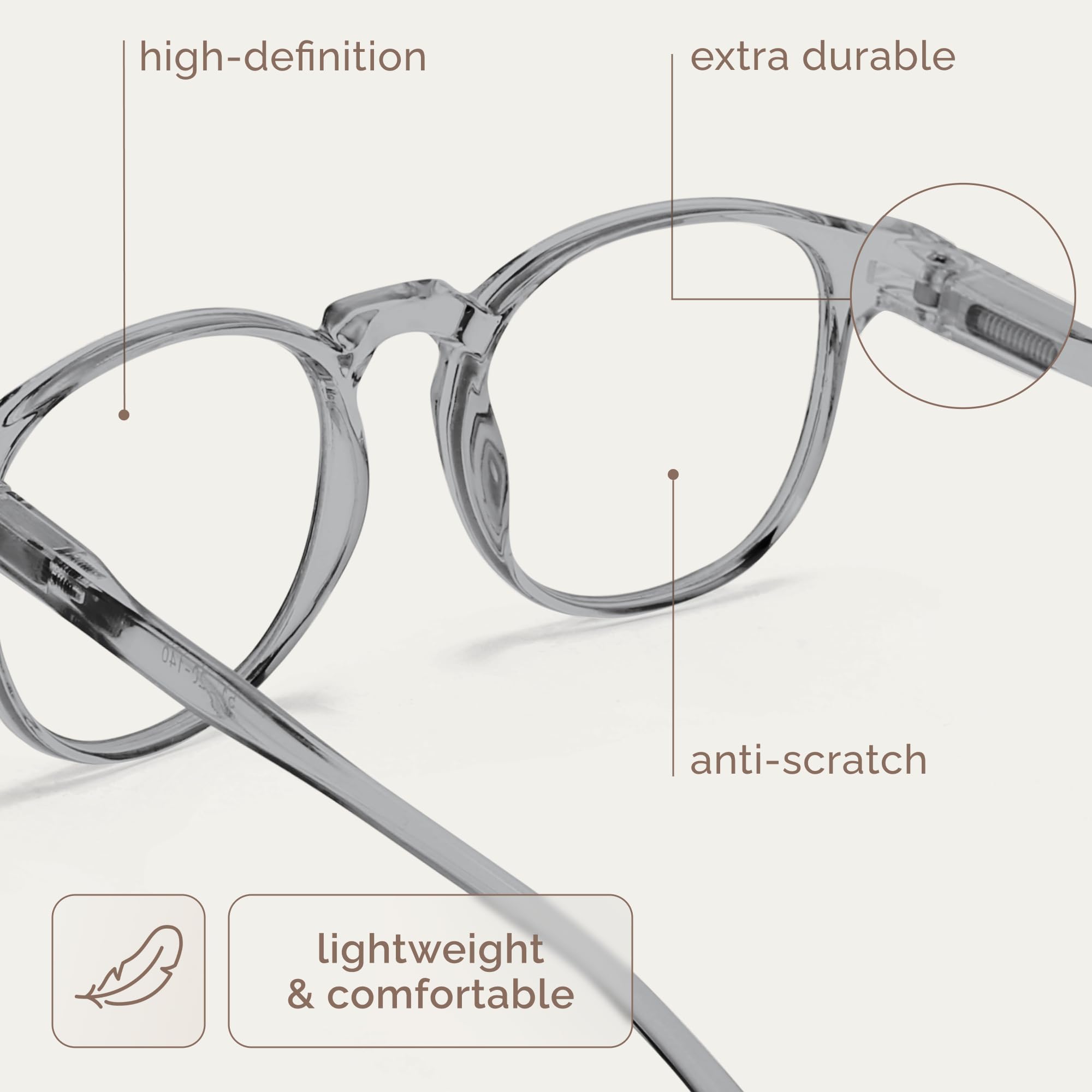IBOANN Blaulichtblockier-Brille für Damen/Herren, runder Rahmen, modisch, Retro, gefälschte Brille mit transparenten Gläsern.