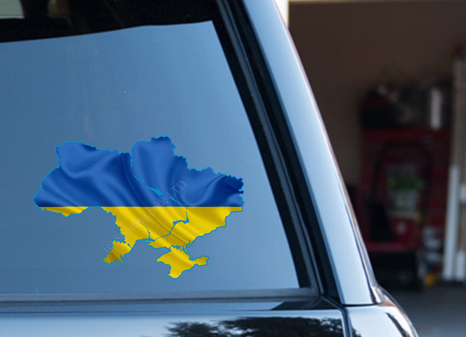 Україна Ukrainian Ukraine map fluttering Flag 150mm Decal Sticker, White