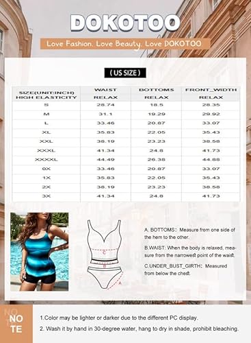 Dokotoo Womens Plus Size Modest Beach Juniors No Underwire Maternity Retro Push Up Printed Blouson Tankini Swimsuit Tops Two Piece Bathing Suit Swimwear With Boyshorts Blue Large #TOP5