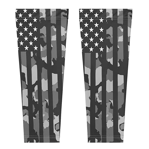 Miniatura 2 de FUSURIRE Juego de 2 mangas de compresión de pantorrilla de fútbol con estampado de bandera estadounidense de camuflaje para hombres, niños y