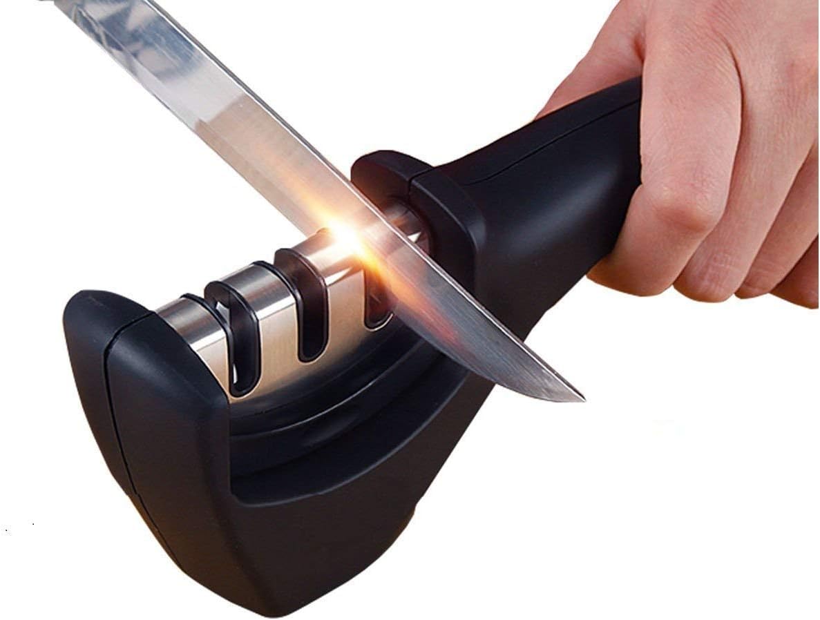 3 Stage Manual Knife Sharpener Tool for Kitchen - Advanced Sharpening Rod for Steel Knives
