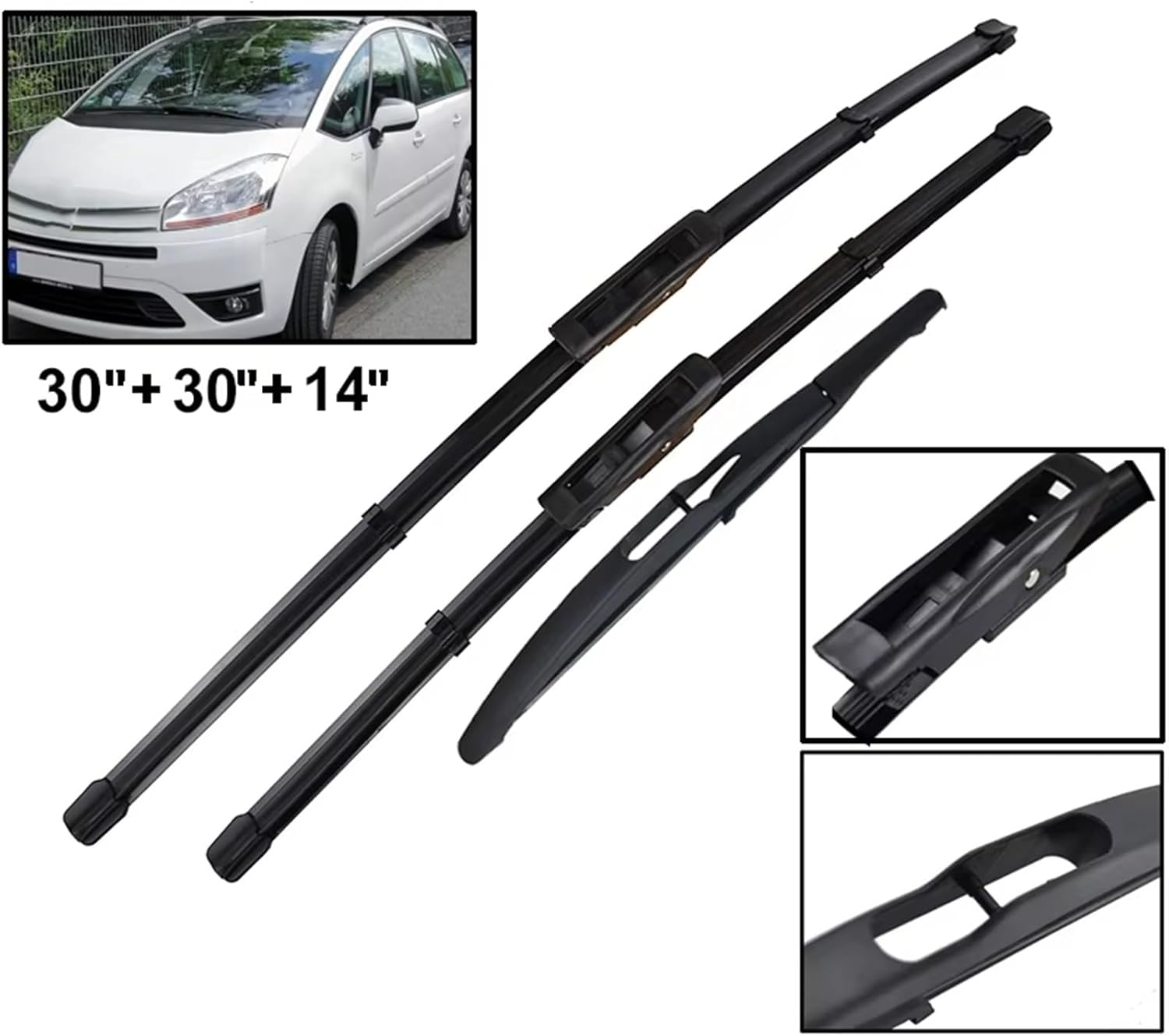Compatible With C itroen C4 Grand Picasso 2008-2011 2012 2013 30"+30"+14" Windshield Windscreen Front And Rear Wiper Blades Car Windshield Wipers