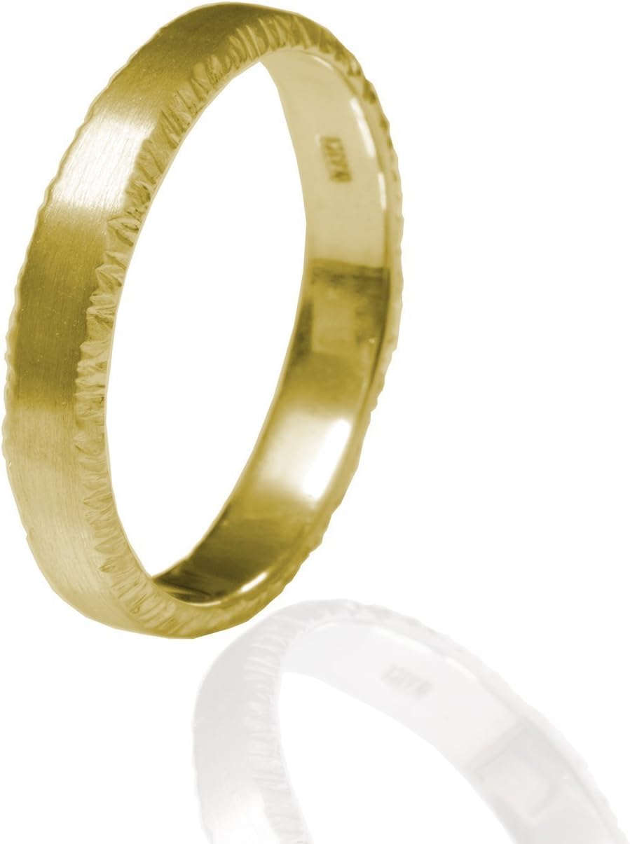 Mens 14k gold wedding band 3mm Thin wedding ring Textured weddin ring 3.2mm wide Handcrafte wedding band Anvehu Jewelry