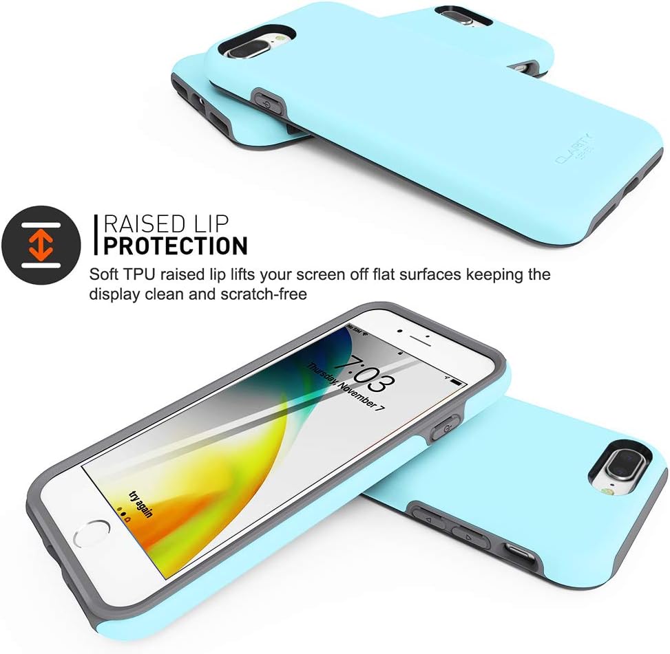 TEAM LUXURY iPhone 7 Plus case/iPhone 8 Plus case, [Clarity Series] Updated [G-II] Ultra Defender TPU + PC Shock Absorbent Protective Case - for Apple iPhone 7 Plus & 8 Plus 5.5" (Aquamarine/Gray)