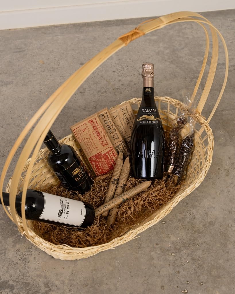 Cesta Navideña Vacía de Bambú 57cm para Detalles de Navidad