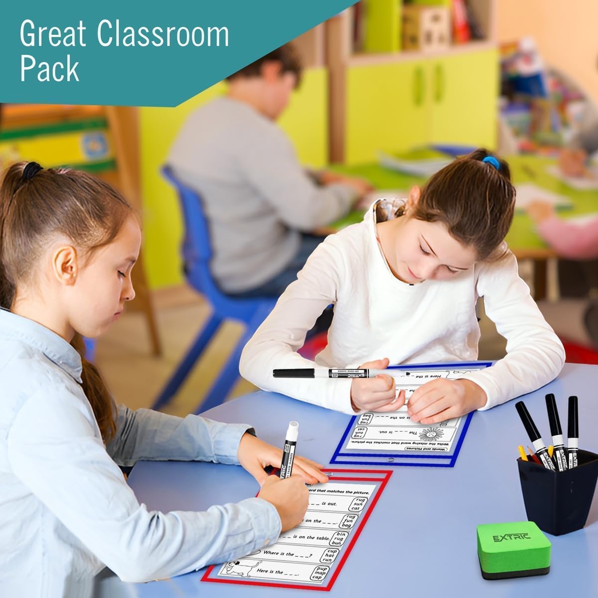 ホワイトボード用ポケット。ホワイトボードマーカー付き。透明なプラスチックペーパースリーブ。プラスチックドキュメントスリーブ。アソート