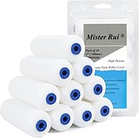 MisterRui 4 Inch High-Density Foam Paint Roller Covers - 10 Pack Mini Rollers for Smooth Bubble-Free Painting on Doors, Cabinets & Walls