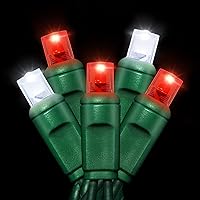 Vista 13 de Cadena de luces LED de 25 pies, 50 L, 6 pulgadas de espacio, cable verde, rojo y verde