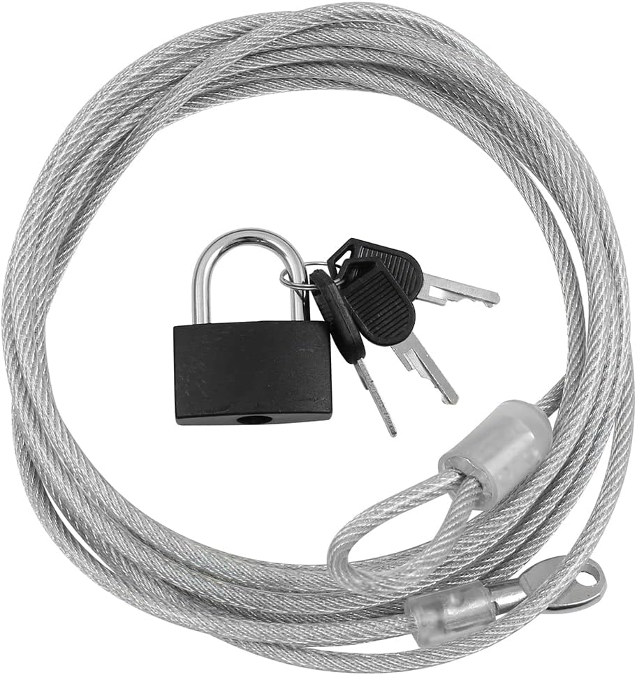 Dekton 4M x 300MM Security Steel Cable & Padlock Set | Heavy Duty Cable with PVC Coating | Includes Steel Padlock | Secure Locking with 3 Keys | Ideal for Laptops, Bikes & Monitors