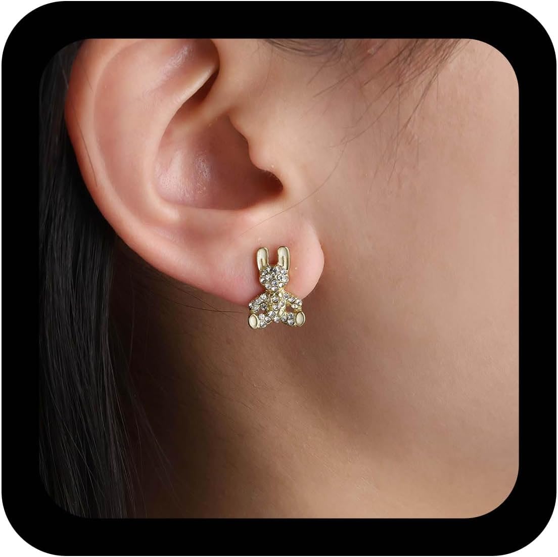 Boho Crystal Rabbit Earrings Gold Rhinestone Rabbits Earring Vintage CZ Bunny Stud Earrings Animal Cute Bunny Statement Earring Jewelry for Women
