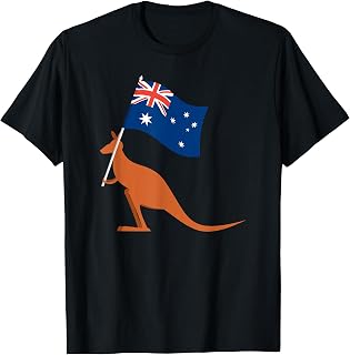 Australian Kangaroo with Australia Flag - Aussie Souvenir T-Shirt