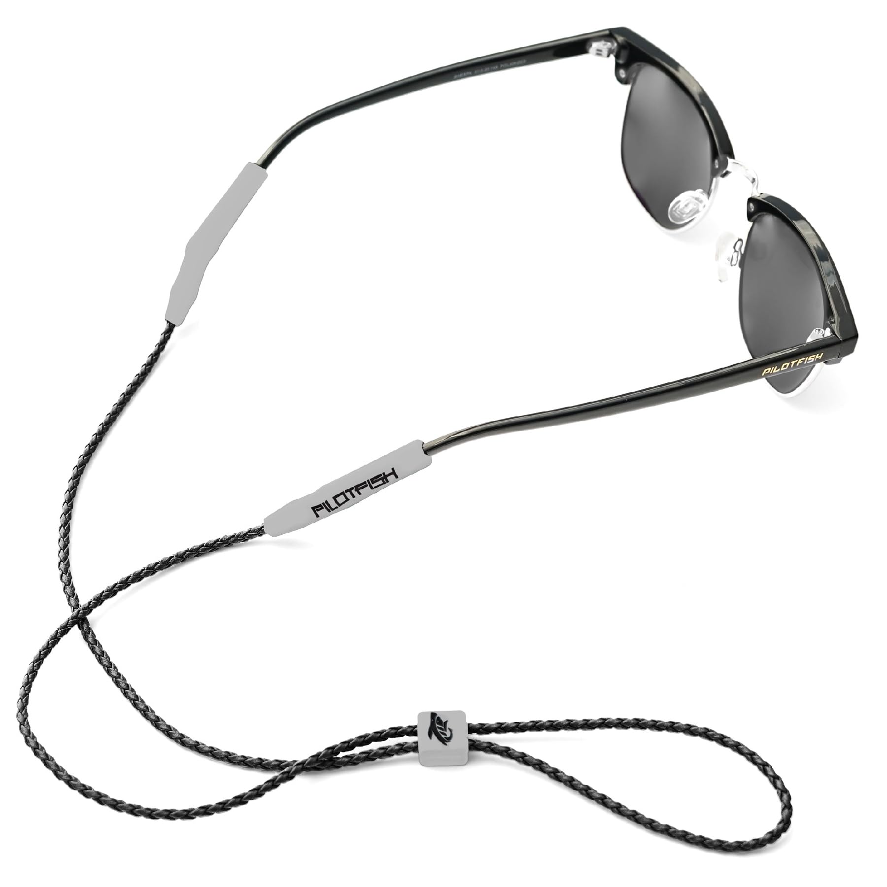 Pilotfish Leder-Sonnenbrillenband – Brillenhalteschnur für Männer oder Frauen, sichere Brillen- oder Sonnenbrillenkette (Stahl), Stahl