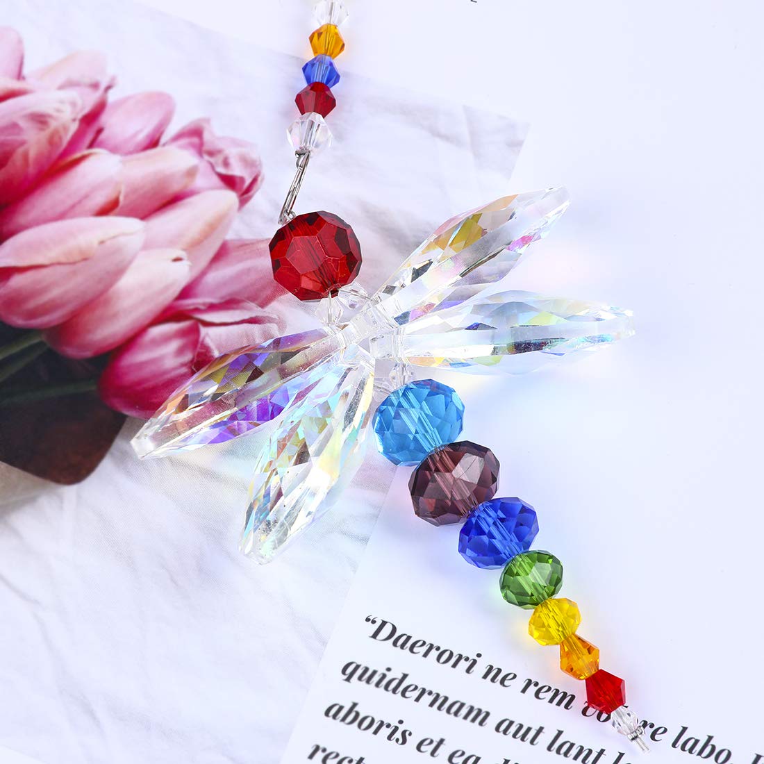 H&D Hyaline&Dora Window Dragonfly Pendant Crystal Suncatcher Fengshui Rainbow Maker