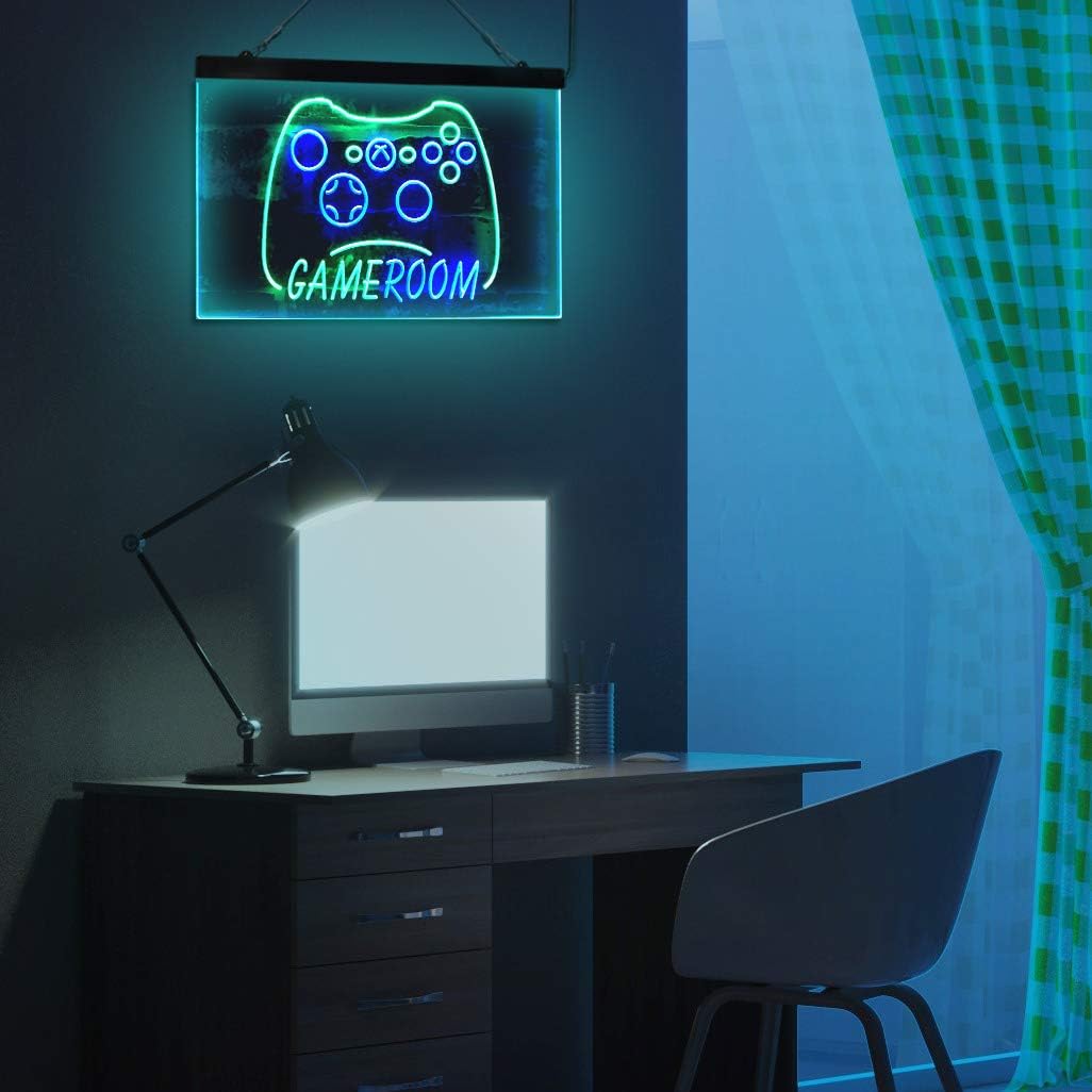 Black Friday - 50% OFF ADVPRO Game Room Console TV Man Cave Kid Room Dual Color LED Neon Sign Green & Blue 16 x 12 st6s43-j2984-gb