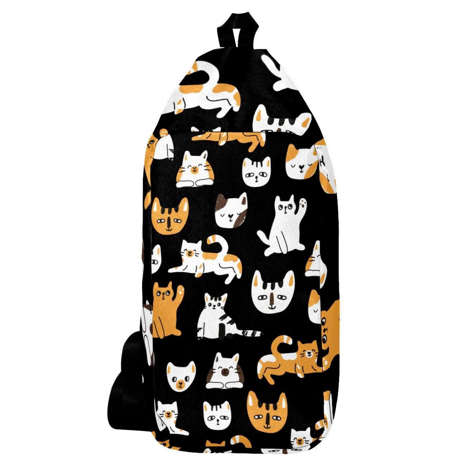 Sac à dos à bandoulière chat au design multicolore original et mignon