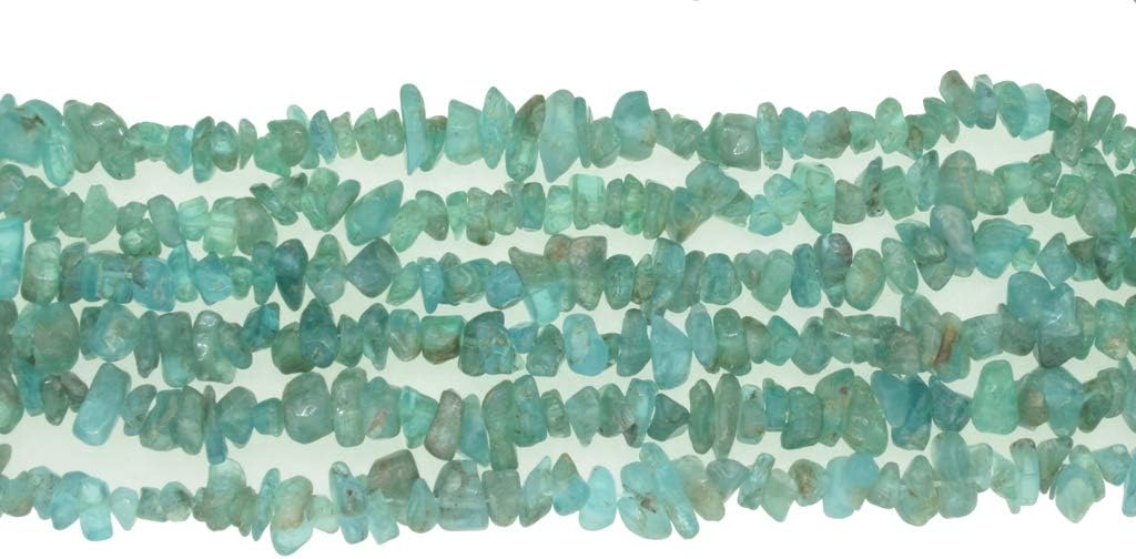 ShreeCrystalsBeads Natural Blue Apatite Gemstone Chips Beads for Jewelry Making Free Form Shape, Blue Apatite Chips, 25 Strands Each of 34" Length