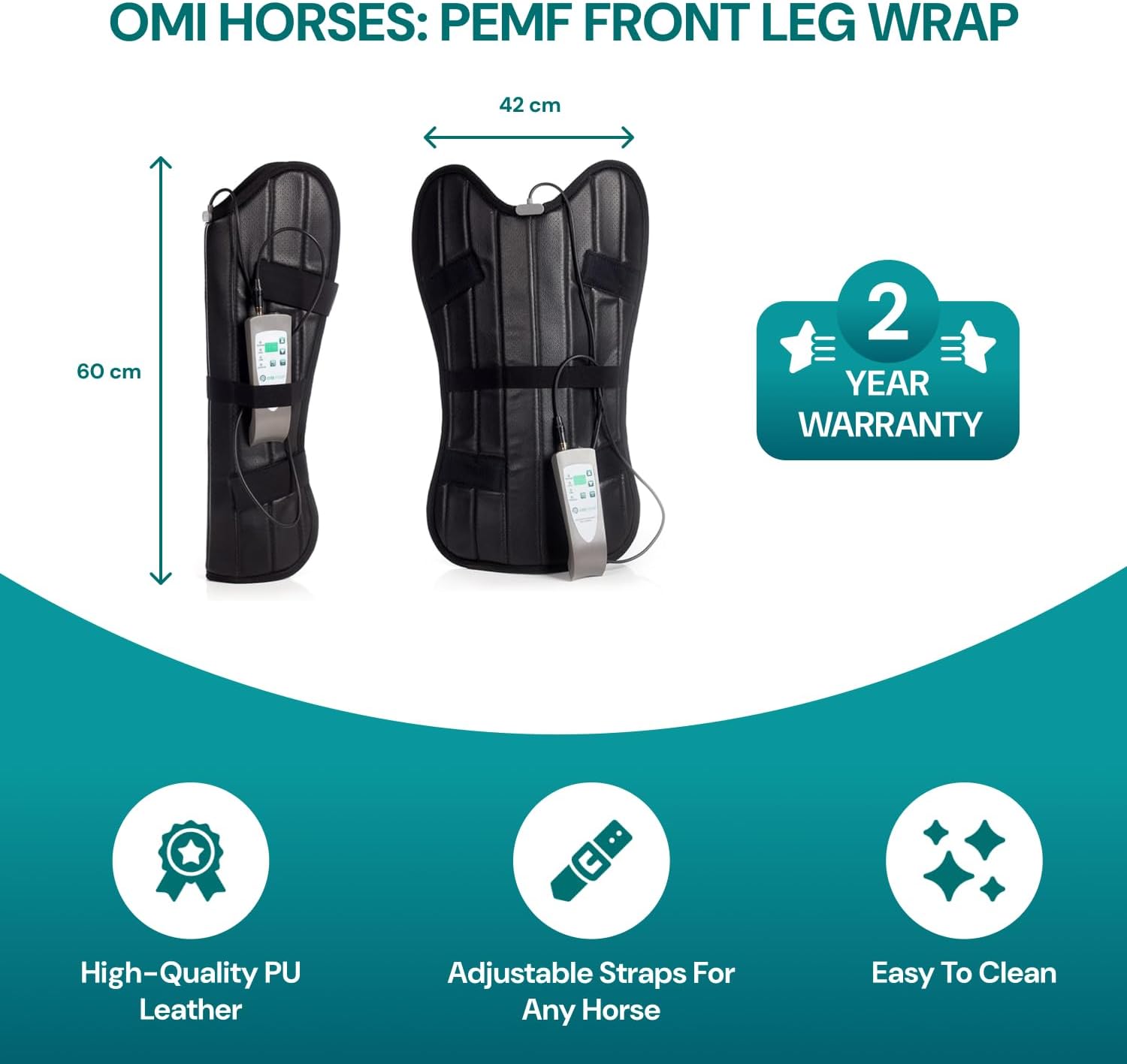 OMI Horses PEMF Front Leg Wrap for Horse – Advanced Therapy for Horses – Adjustable & Easy to Use for Joint, Muscle & Ligament Support