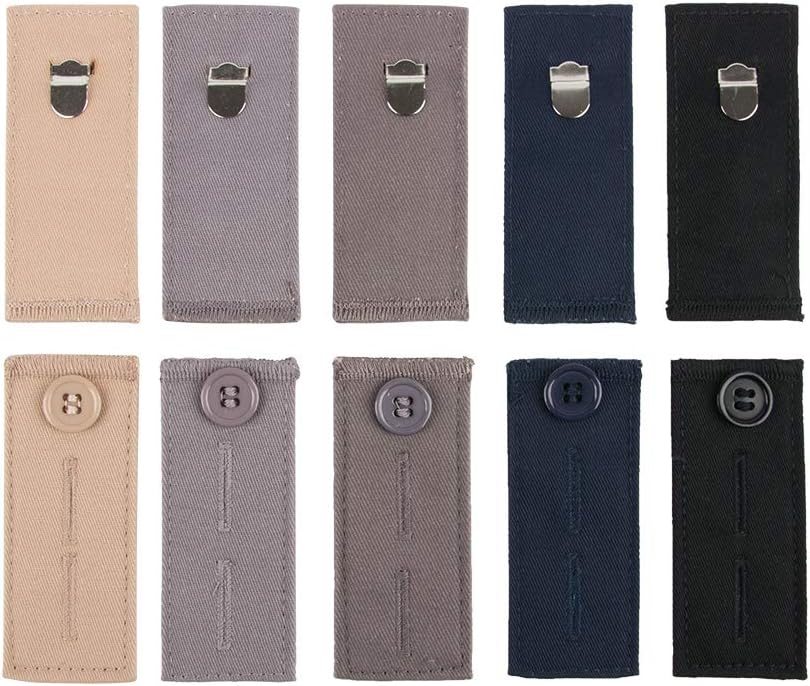 xydstay Pants Waist Extenders 10-Pack, Hook & Button Extenders for Pants, Dress, Khakis and Jeans, Adjustable Fit Men or Women