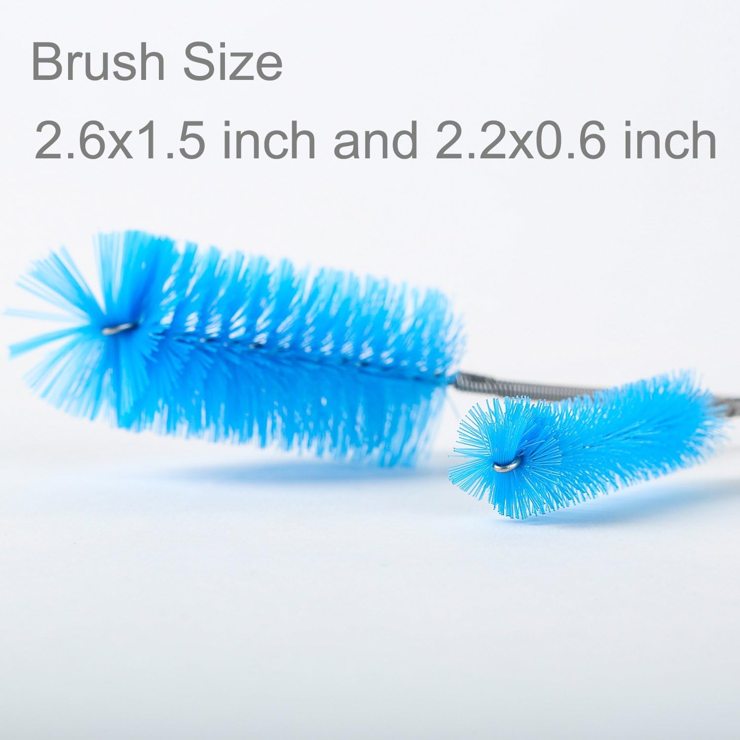TED TABBIES - Aquarium Filter Brush Flexible Double Ended Bristles Hose Pipe Cleaner Stainless Steel Long Tube Cleaning Brush for Fish Tank or Home Kitchen (Sky Blue) 1