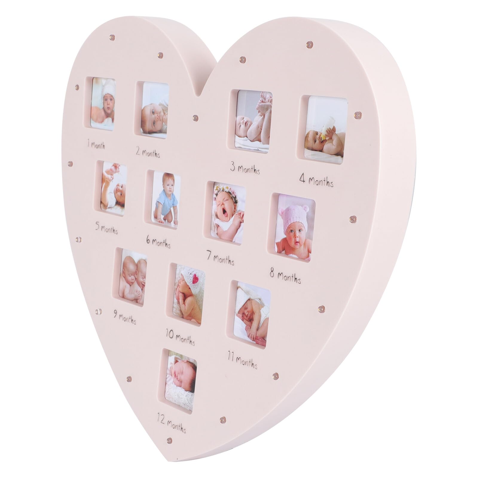 Marco de Fotos para Bebés en Forma de Corazón, Rosa, 12 Fotos