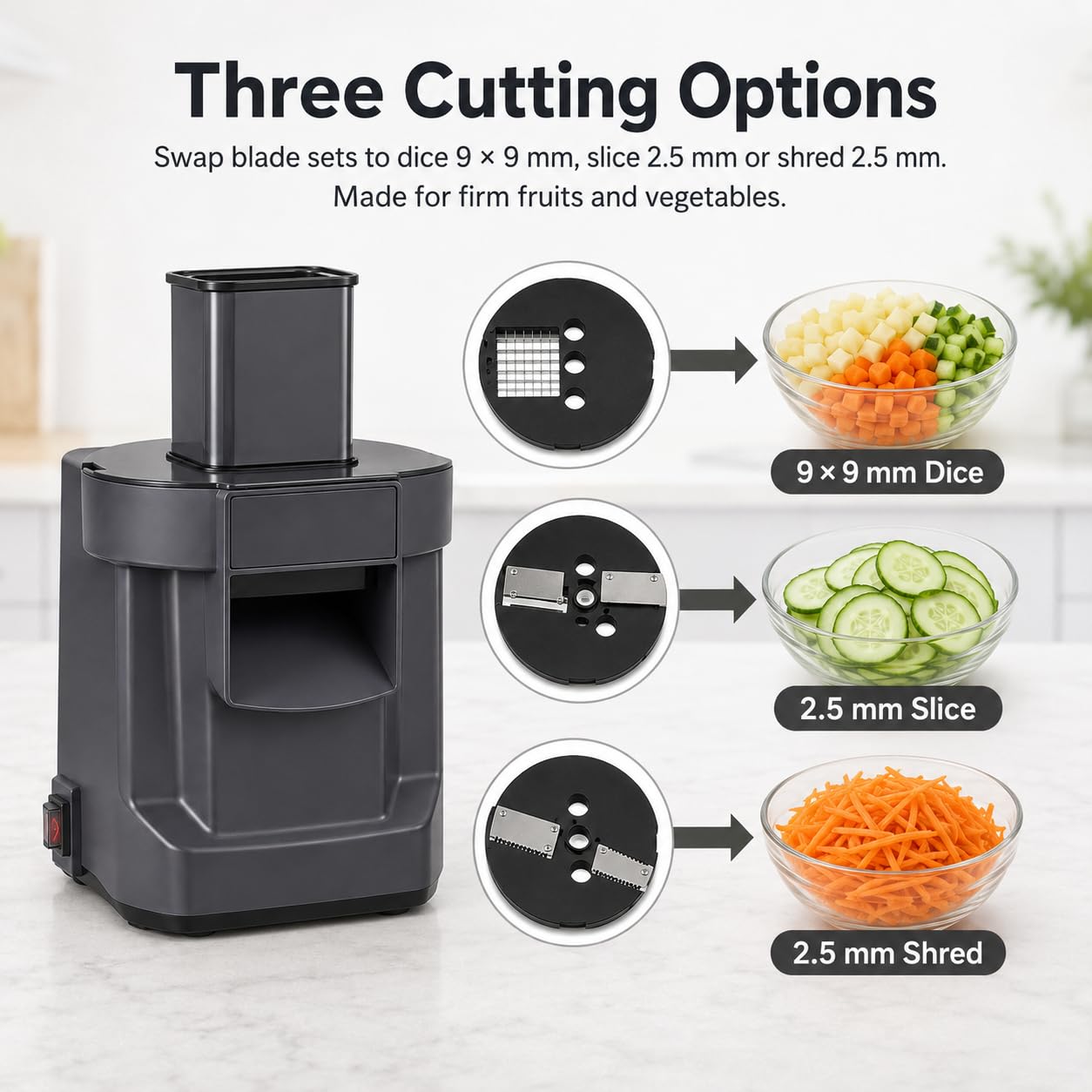 Robot da cucina elettrico commerciale 3 in 1, fette da 2,5 mm