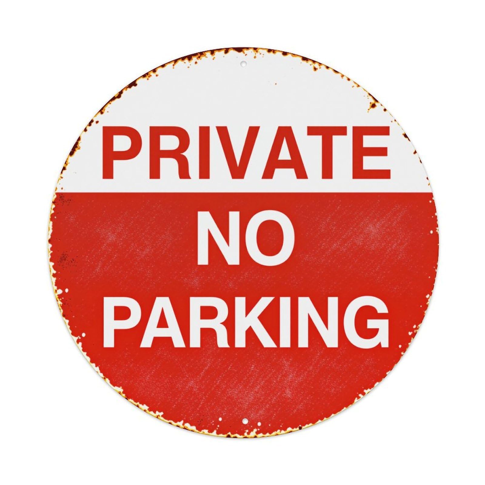 Private No Parking Sign Round Tin Sign Vintage Style Metal Sign Home Bar Garden Wall Plaque Decor Metal Poster 8x8 Inch