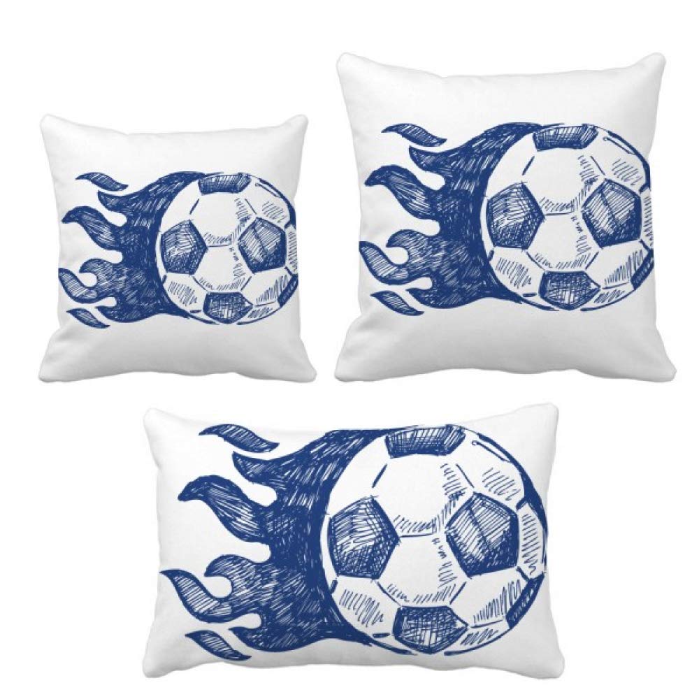 Ensemble coussin football flamme bleu avec insert textile doux pour salon