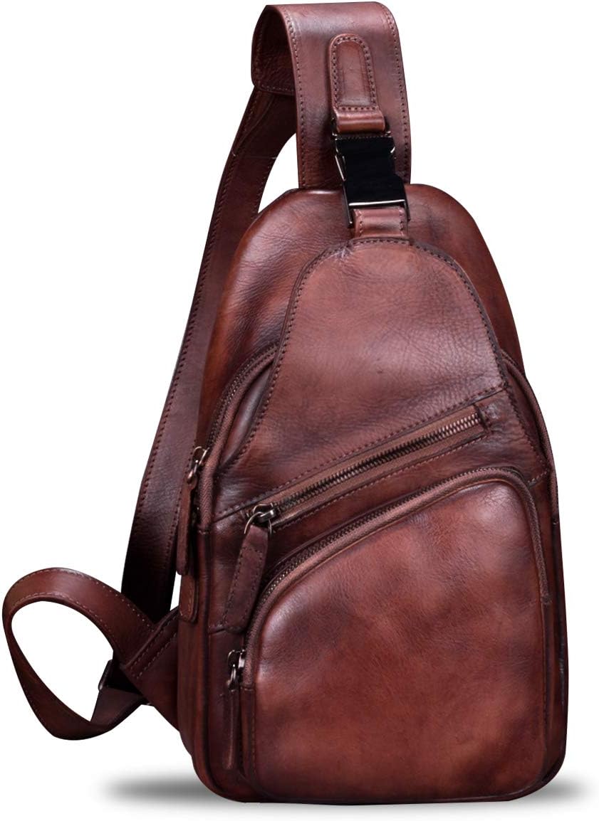 IVTG Genuine Leather Sling Bags for Men and Women Chest Shoulder Backpack Handmade Crossbody Motocycle Daypack - Image 2