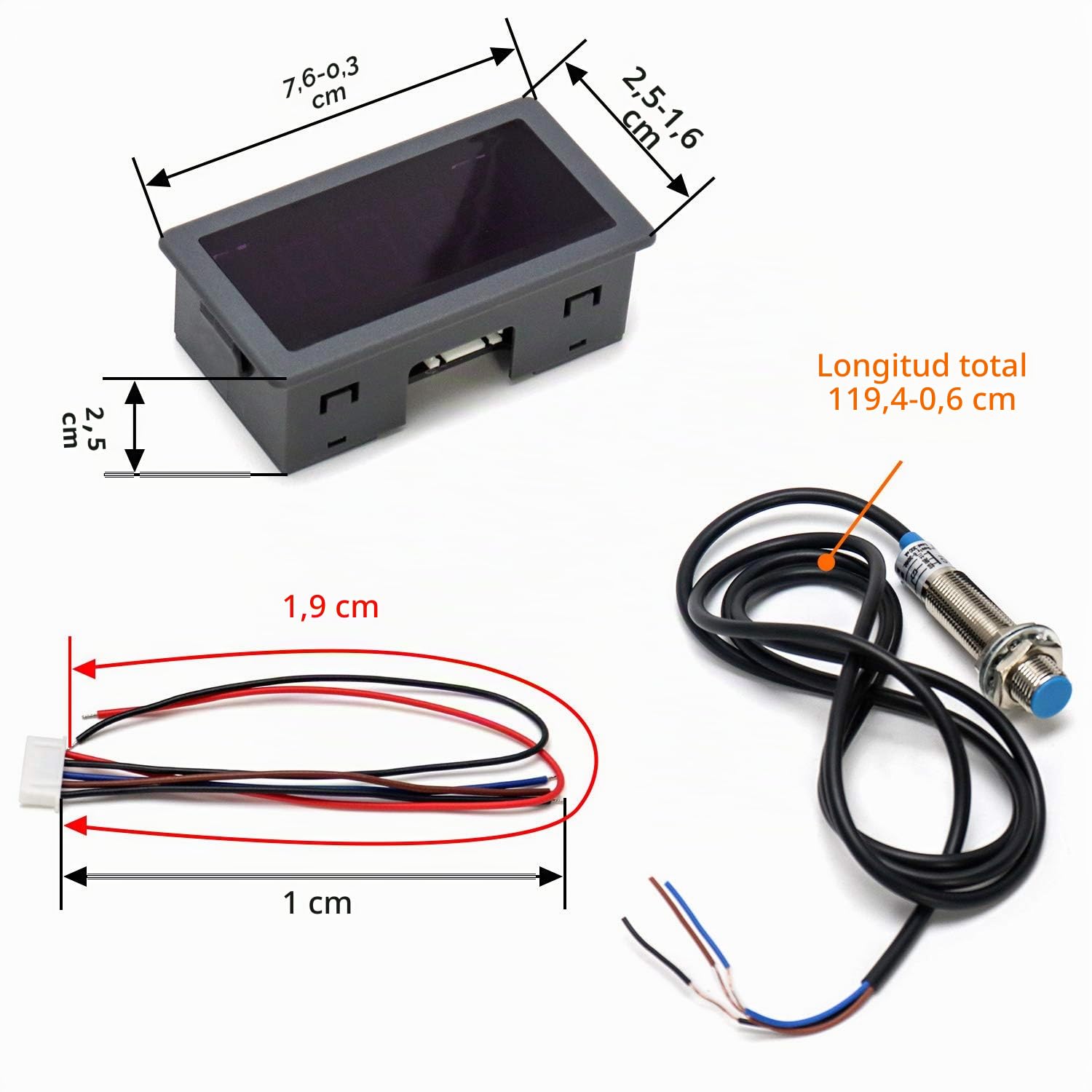 QWORK LED Tacómetro de Panel 4 Dígitos Medidor de Velocidad RPM Alta Precisión Sensor Hall NPN